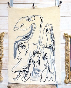 Large Scandinavian Abstract Wool Tapestry, by Asger Jorn (CoBrA) circa 1955