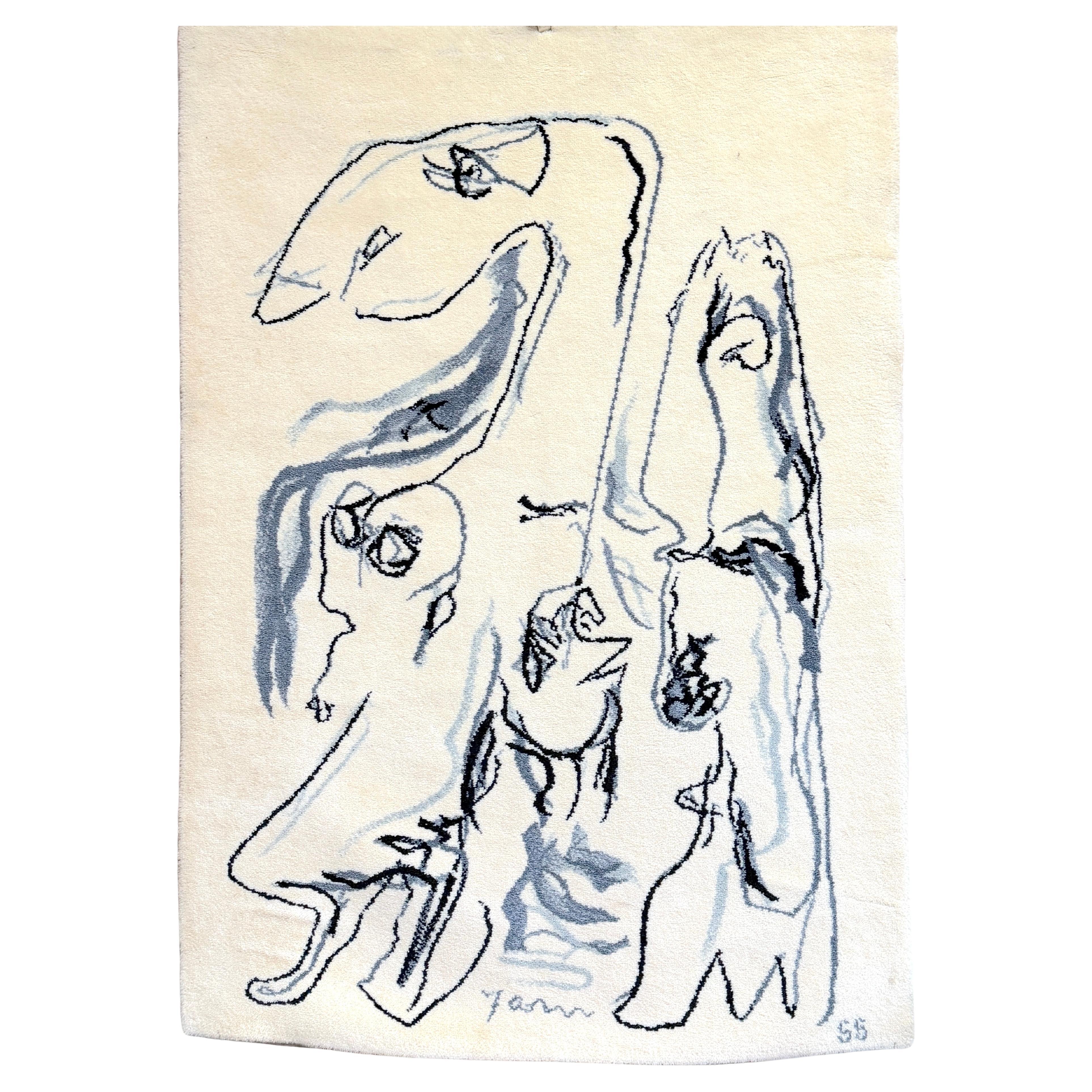 Large Scandinavian Abstract Wool Tapestry, by Asger Jorn (CoBrA) circa 1955 For Sale