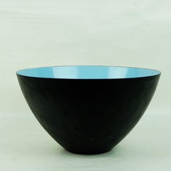 Large Scandinavian Blue Enamel Bowl by Herbert Krenchel for Krenit Denmark