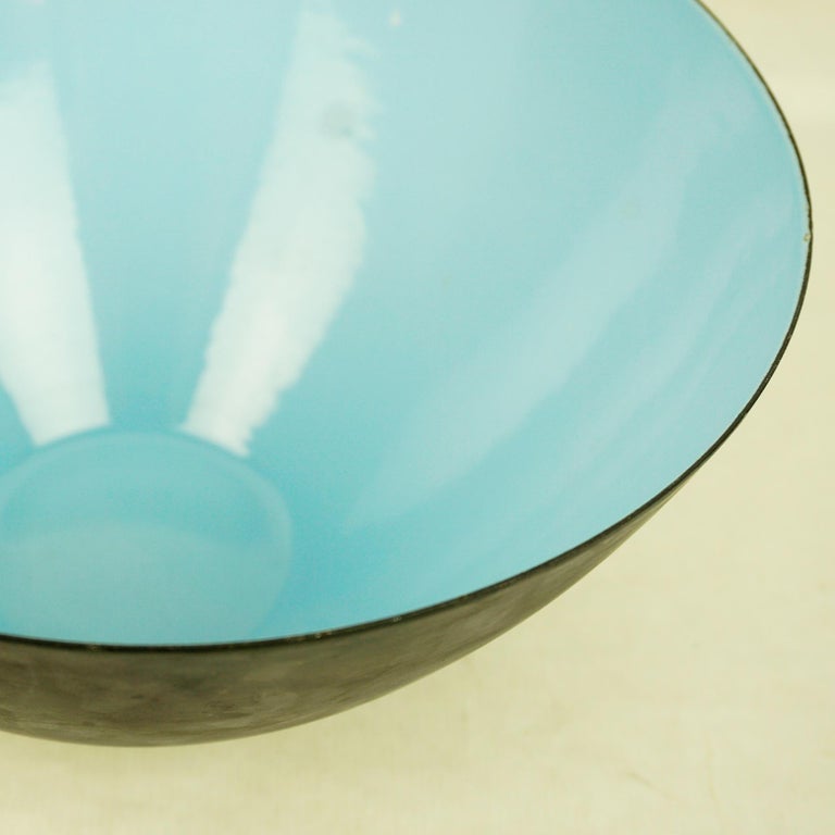 Large Scandinavian Blue Enamel Bowl by Herbert Krenchel for Krenit Denmark In Good Condition In Vienna, AT