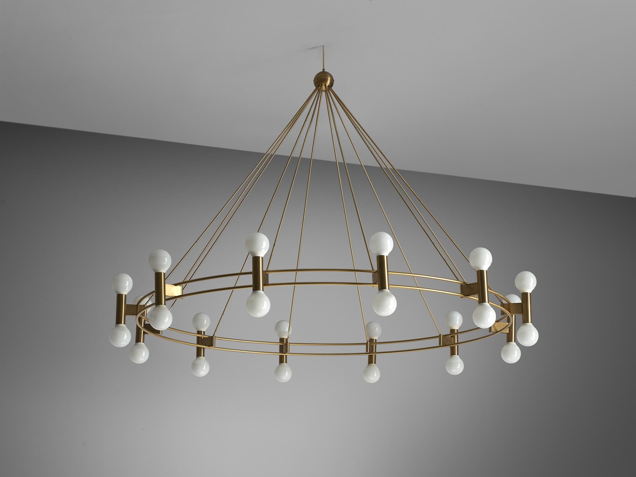 Mid-20th Century Large Scandinavian Chandelier in Brass