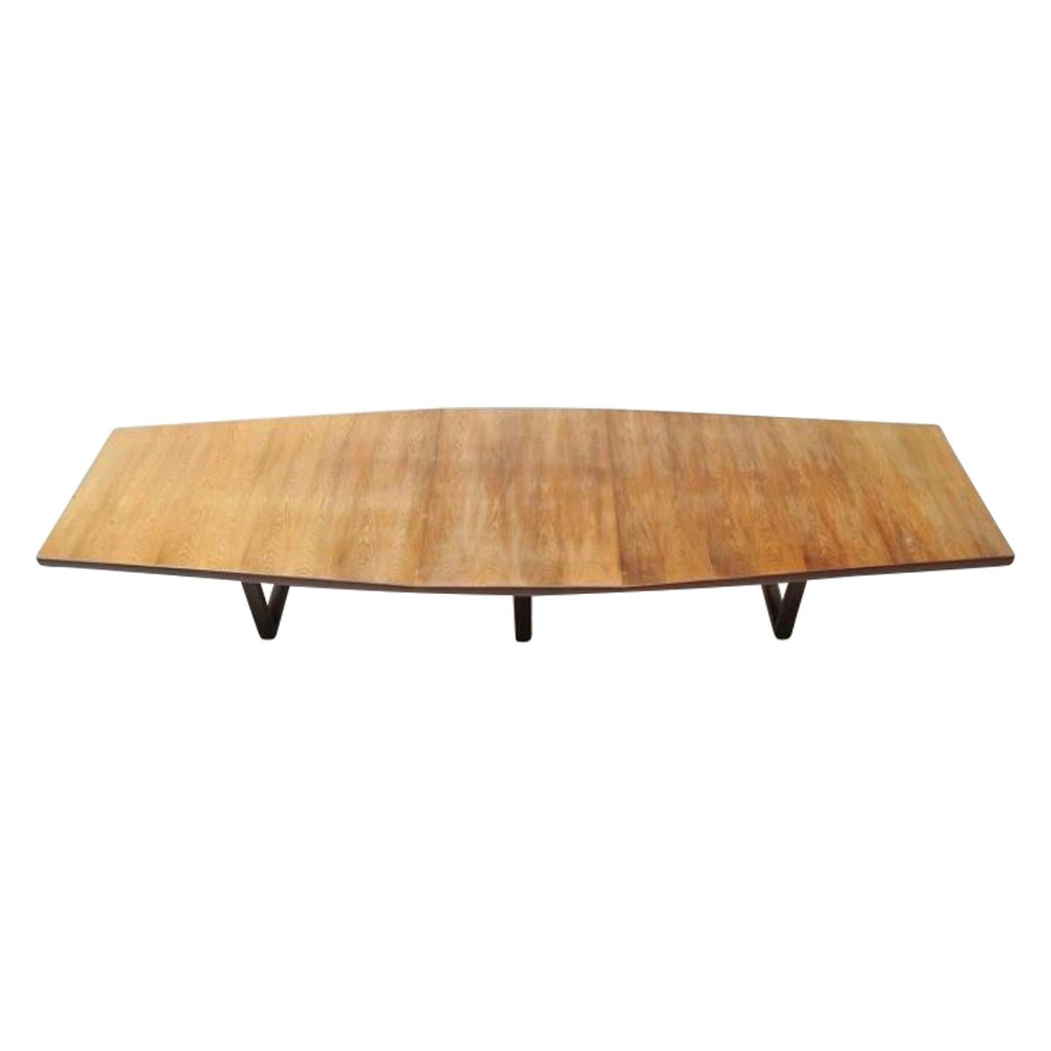Veneer Large Scandinavian Conference or Dining Table, circa 1960