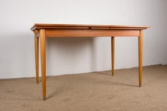 Large Scandinavian Extendable Dining Table in Teak and Sycamore, 1960