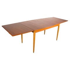 Grande table de salle à manger scandinave à rallonge en teck et sycomore, 1960