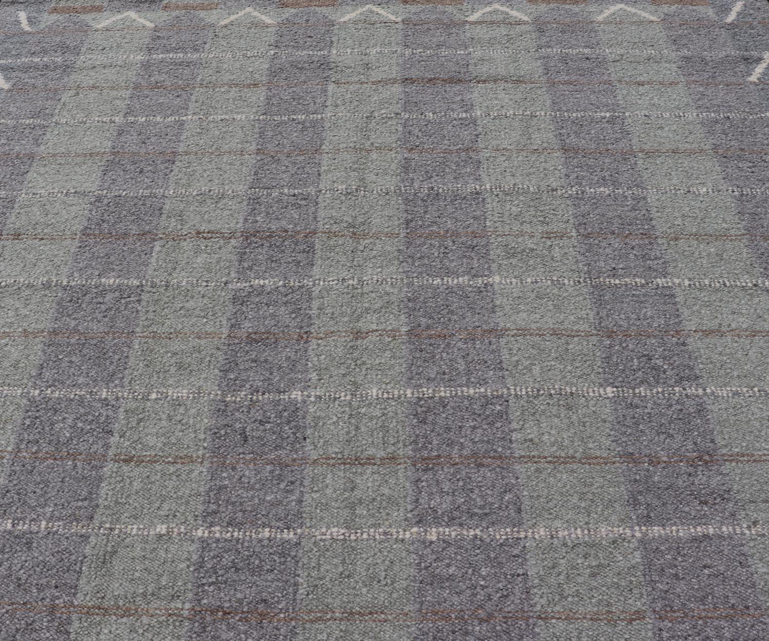 Scandinavo moderno Grande Scandinavian Flat Weave di Keivan Woven Arts 10'5 X 14'0 in vendita