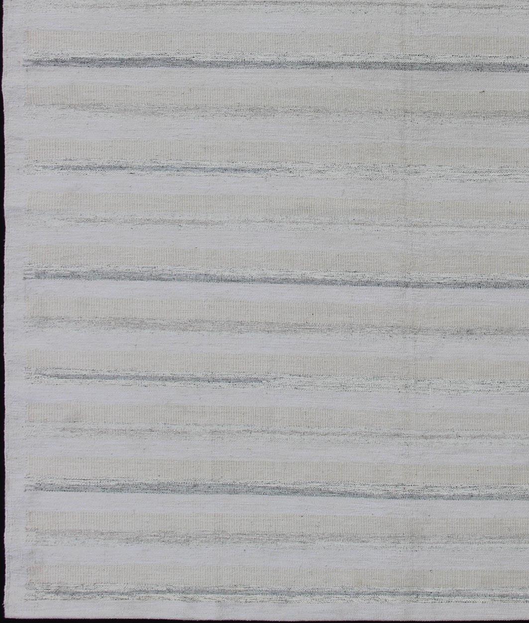 Gray Minimalist stripe design Scandinavian flat-weave rug, rug rjk-17390-shb-002-04, country of origin / type: India / Scandinavian flat-weave.

This Scandinavian flat-weave is inspired by the work of Swedish textile designers of the early to