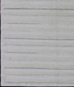Modern Scandinavian Flat Weave Rug with Subtle Horizontal Stripe Pattern