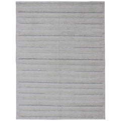 Large Scandinavian Flat-Weave Design Rug with Minimalist Stripe Design in Gray