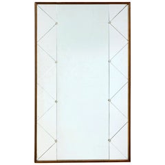 Grand miroir scandinave de style « mid-century modern » à motif arlequin