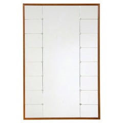 Large Scandinavian mid century oak framed mirror