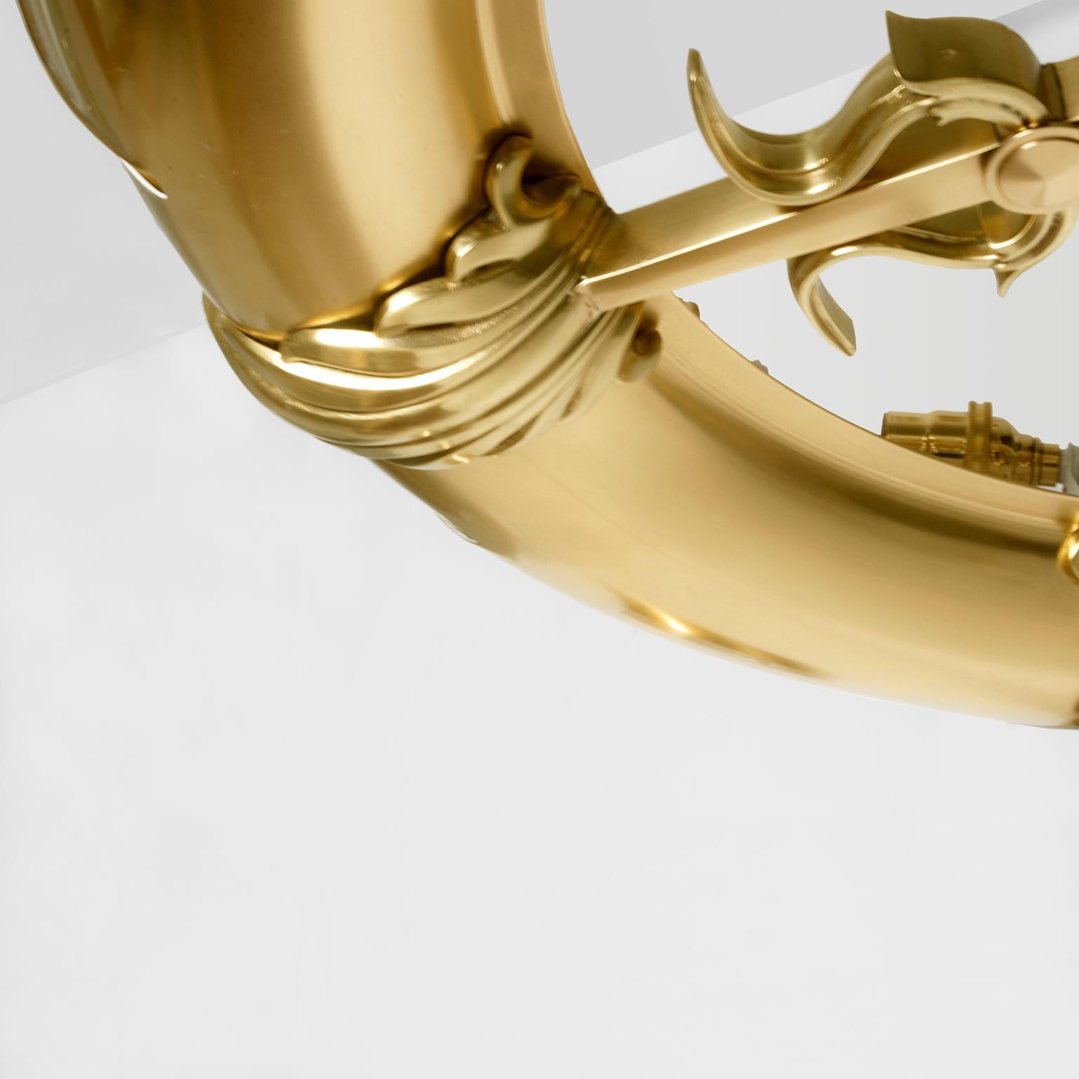 20th Century Large Scandinavian Modern Art Deco Ring Form Polished Brass Pendant