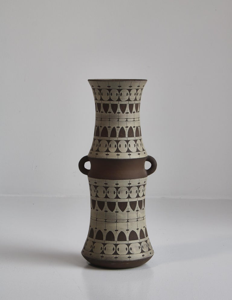 Swedish Large Scandinavian Modern Ceramic Floor Vase by Ulla Winblad, Sweden, 1960s For Sale