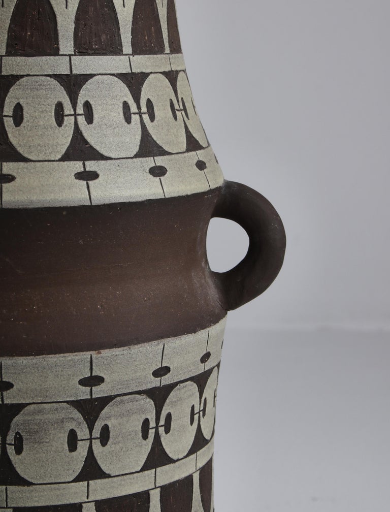 Stoneware Large Scandinavian Modern Ceramic Floor Vase by Ulla Winblad, Sweden, 1960s For Sale