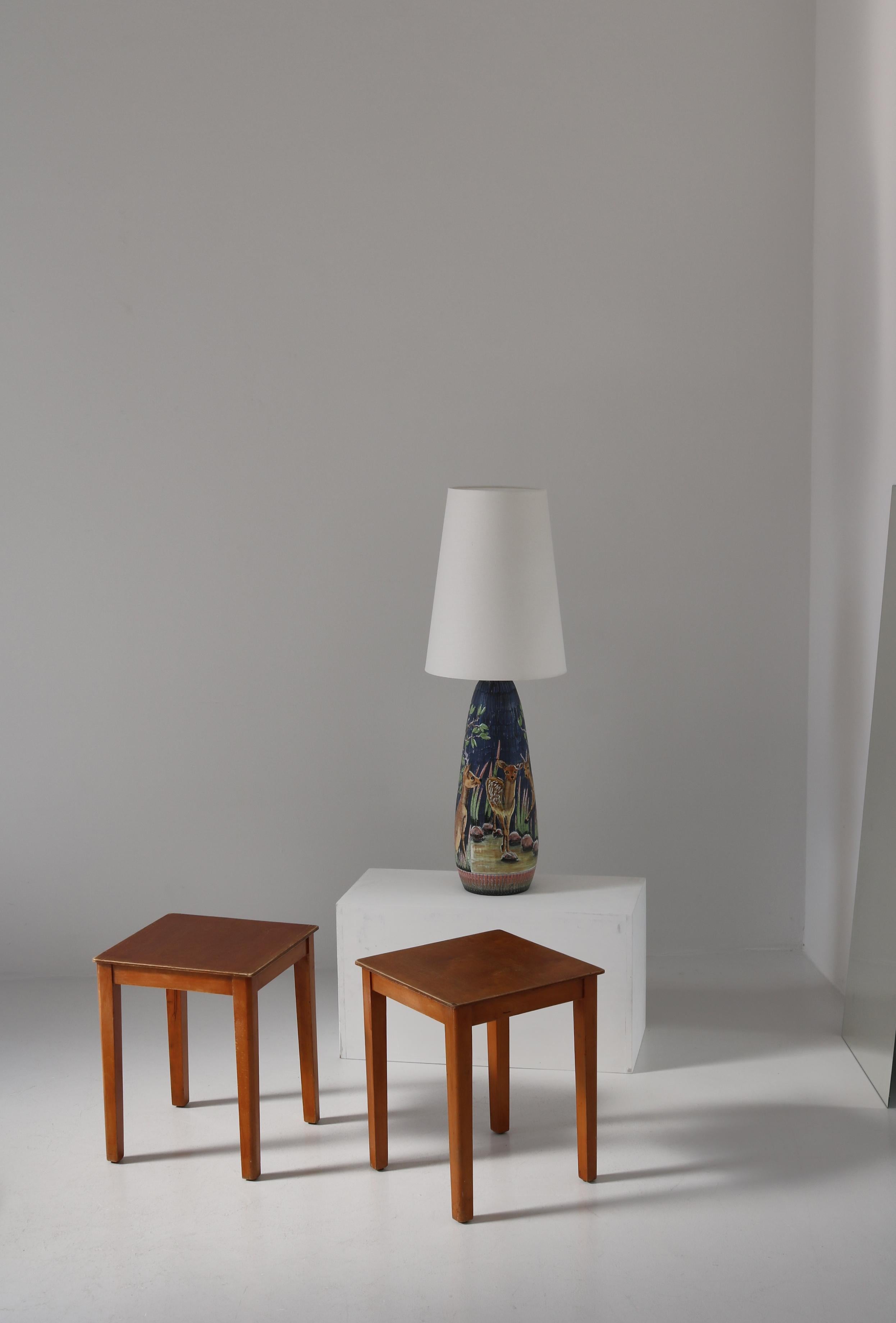 Large Scandinavian Modern Ceramics Table Lamp by Ulla Winblad, Sweden, 1960s For Sale 10