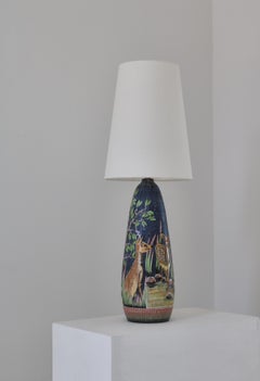 Große skandinavische moderne Keramik-Tischlampe von Ulla Winblad, Schweden, 1960er Jahre