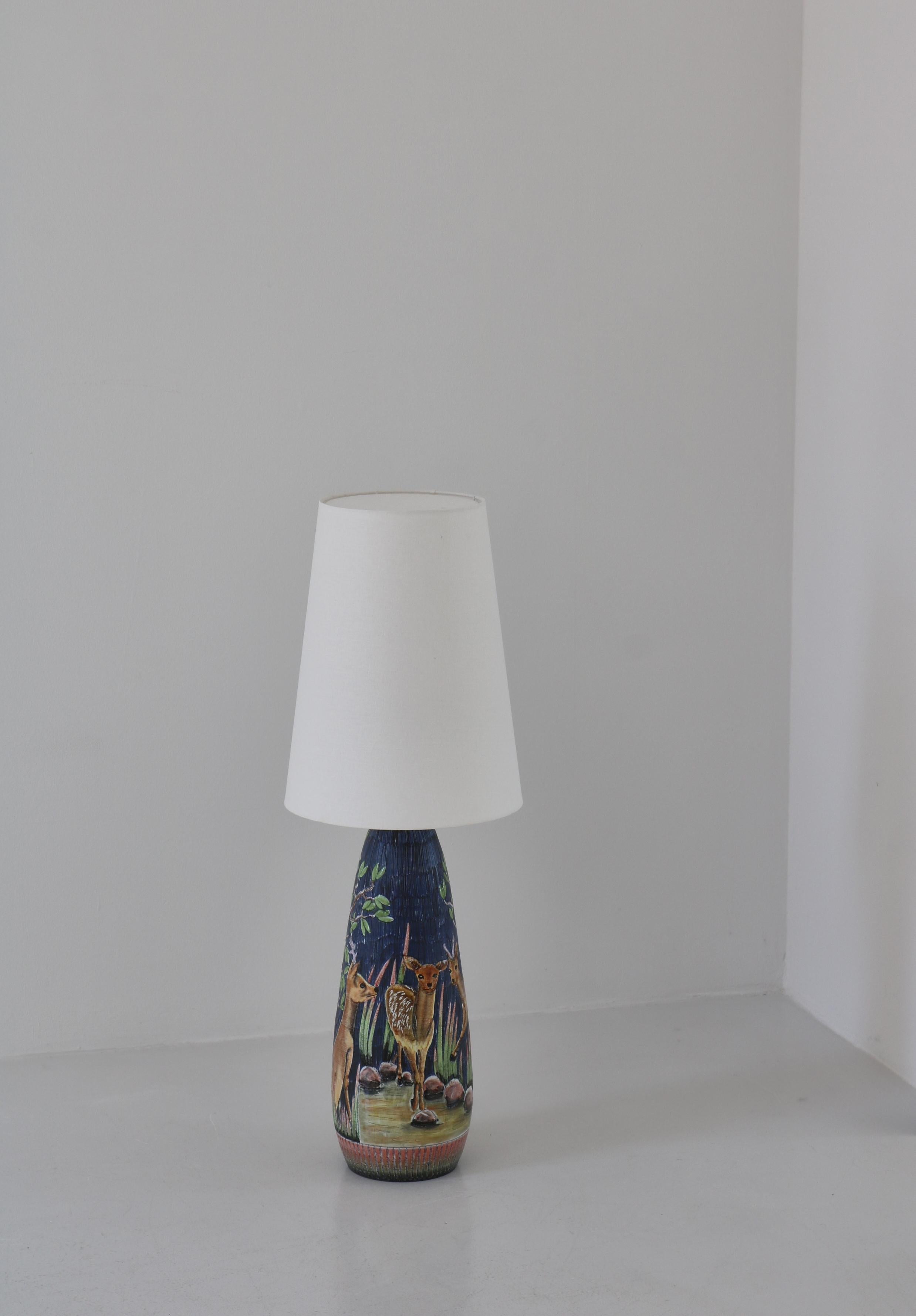 Large Scandinavian Modern Ceramics Table Lamp by Ulla Winblad, Sweden, 1960s In Good Condition For Sale In Odense, DK