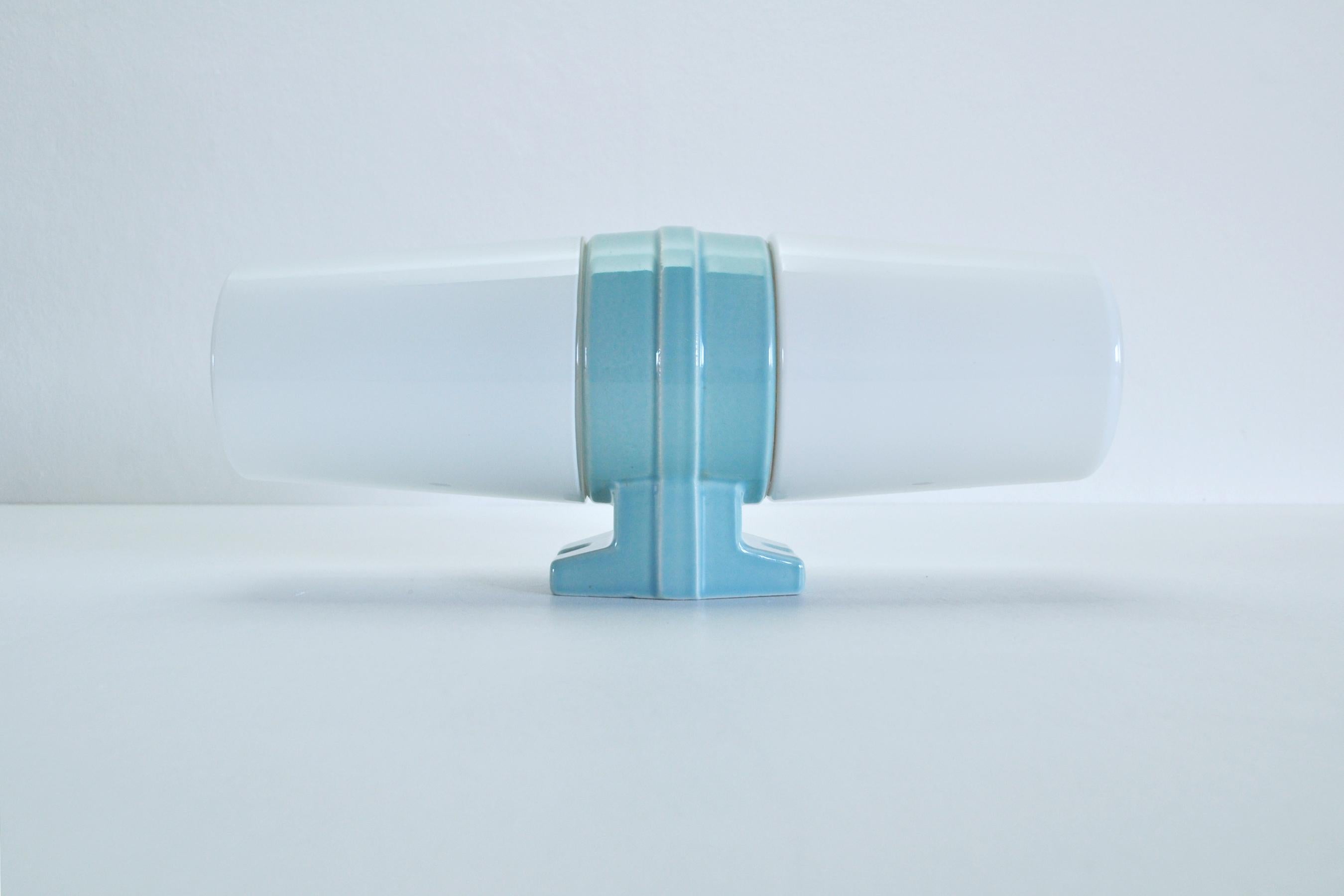 20th Century Large Scandinavian Modern Opaline Glass and Porcelain Wall Light by IFÖ, 1960s For Sale