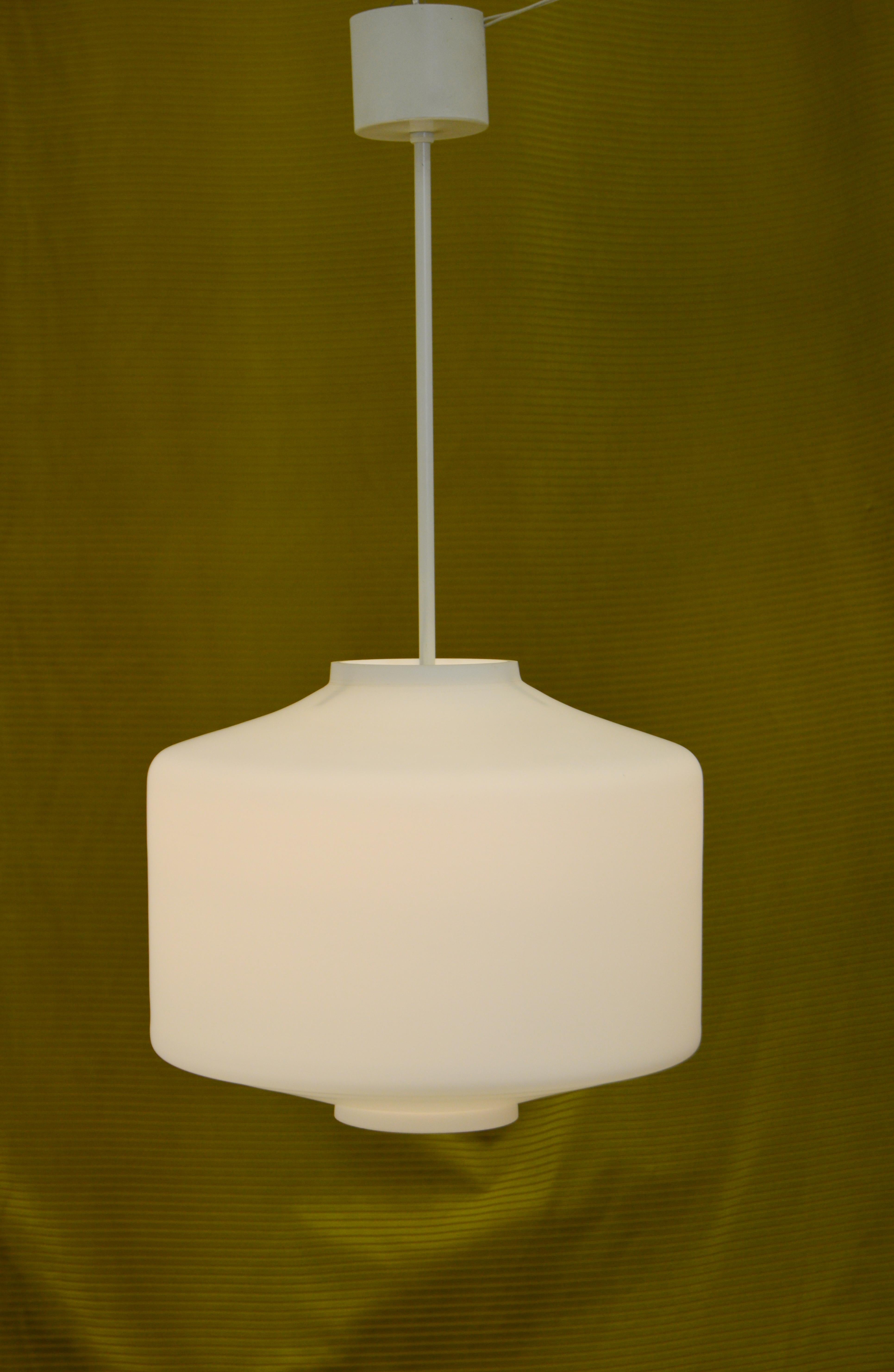 Swedish Large Scandinavian Modern Opaline Glass Ceiling Lamp For Sale