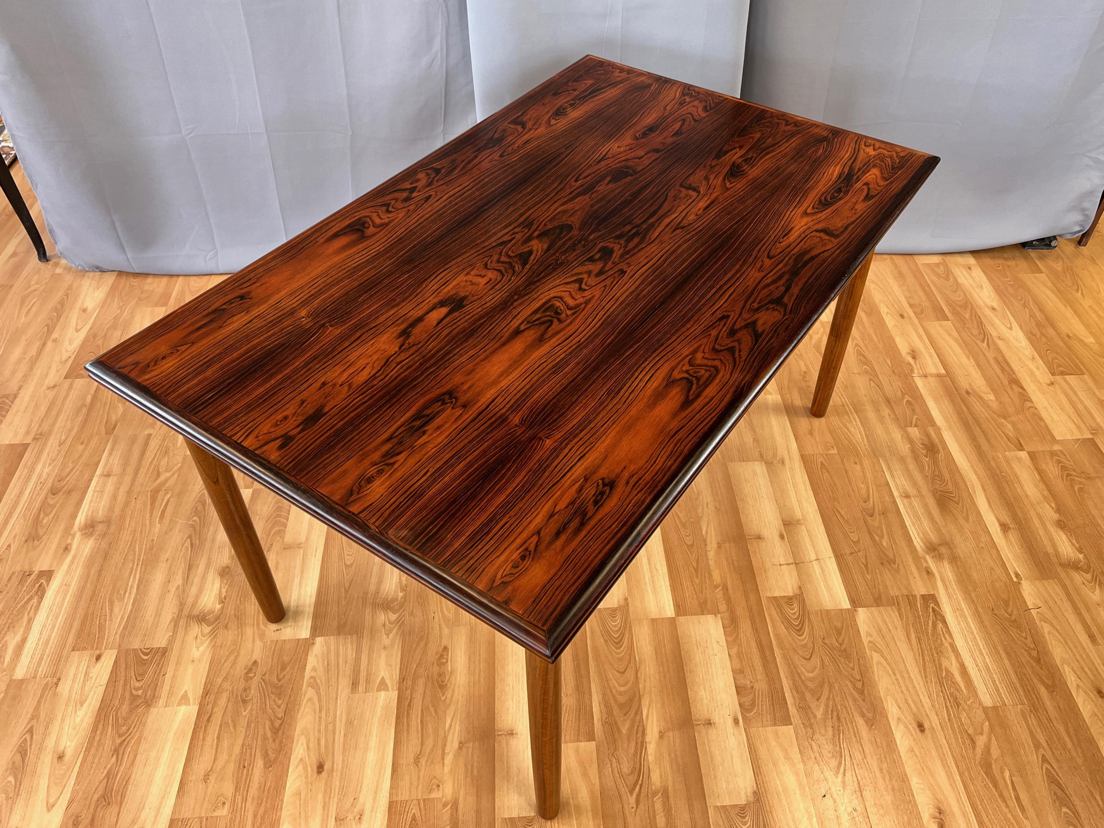 Large Scandinavian Modern Rosewood Extendable Draw Leaf Dining Table, 1960s 6