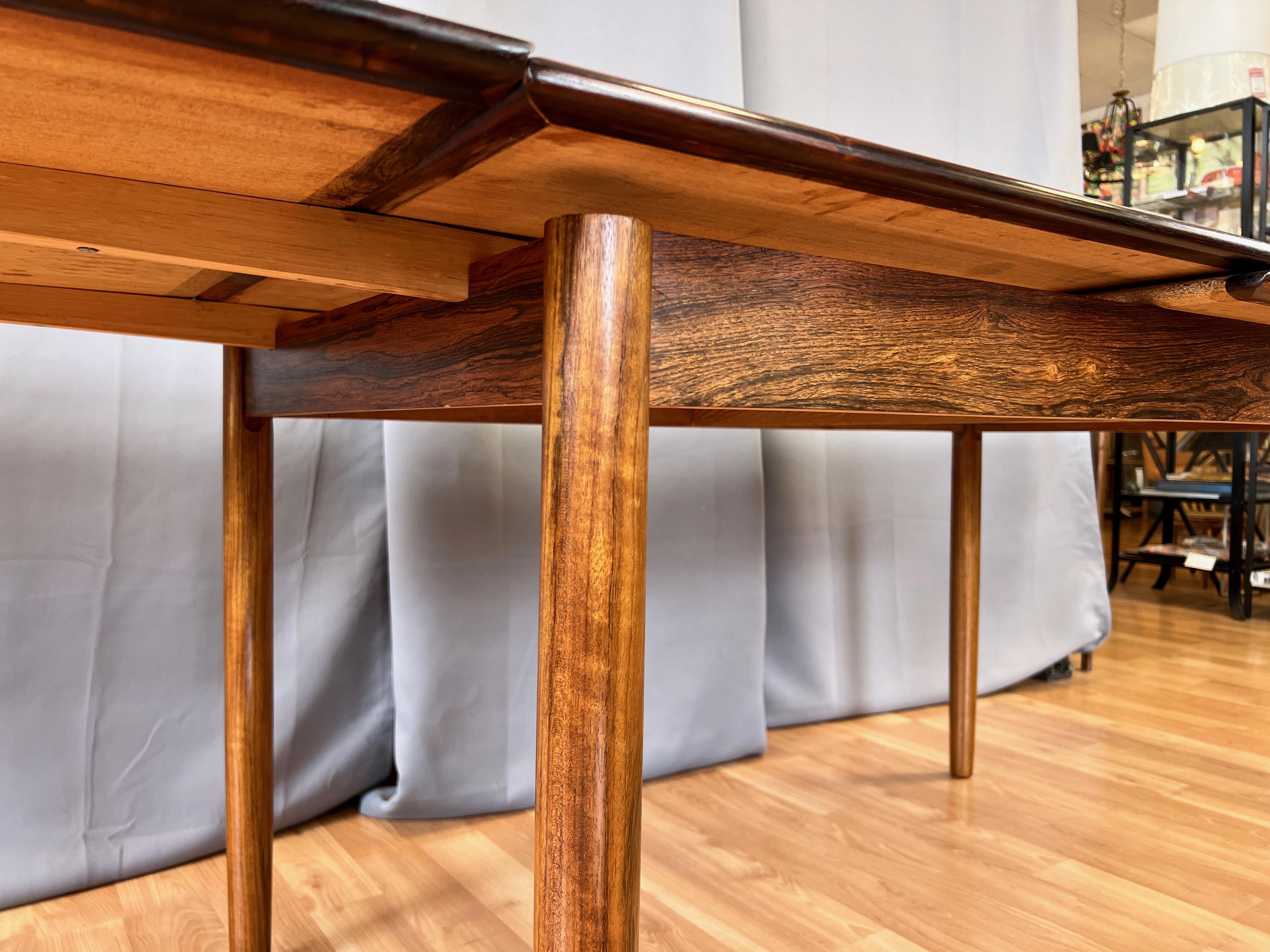 Large Scandinavian Modern Rosewood Extendable Draw Leaf Dining Table, 1960s 14