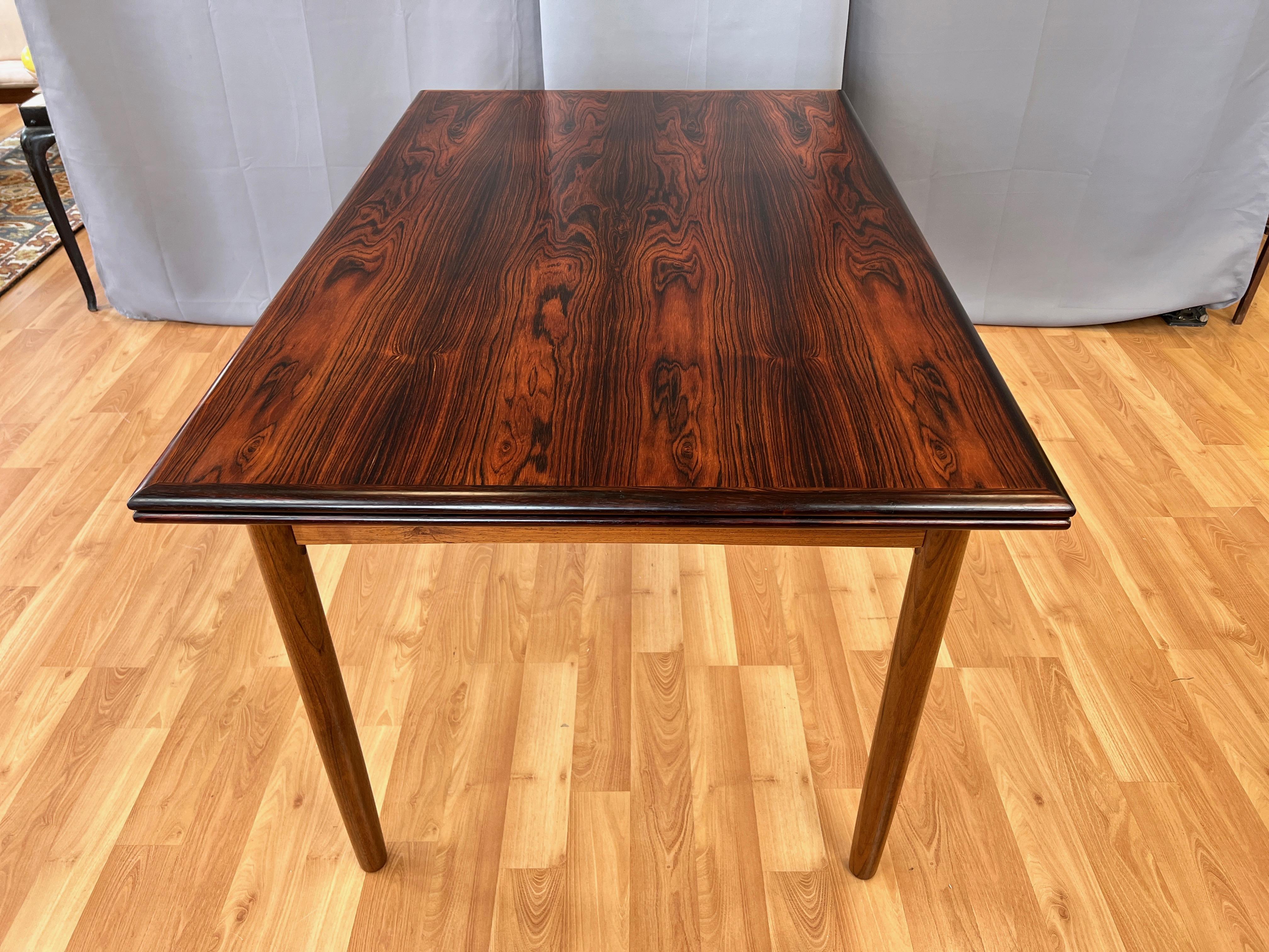 Large Scandinavian Modern Rosewood Extendable Draw Leaf Dining Table, 1960s 4