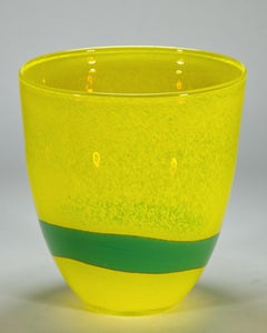 Large Scandinavian Modern Style Glass Vase Yellow & Green