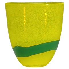 Large Scandinavian Modern Style Glass Vase Yellow & Green