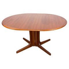 Large Scandinavian Oval Extendable Teak Dining Table with Central Foot, 1960