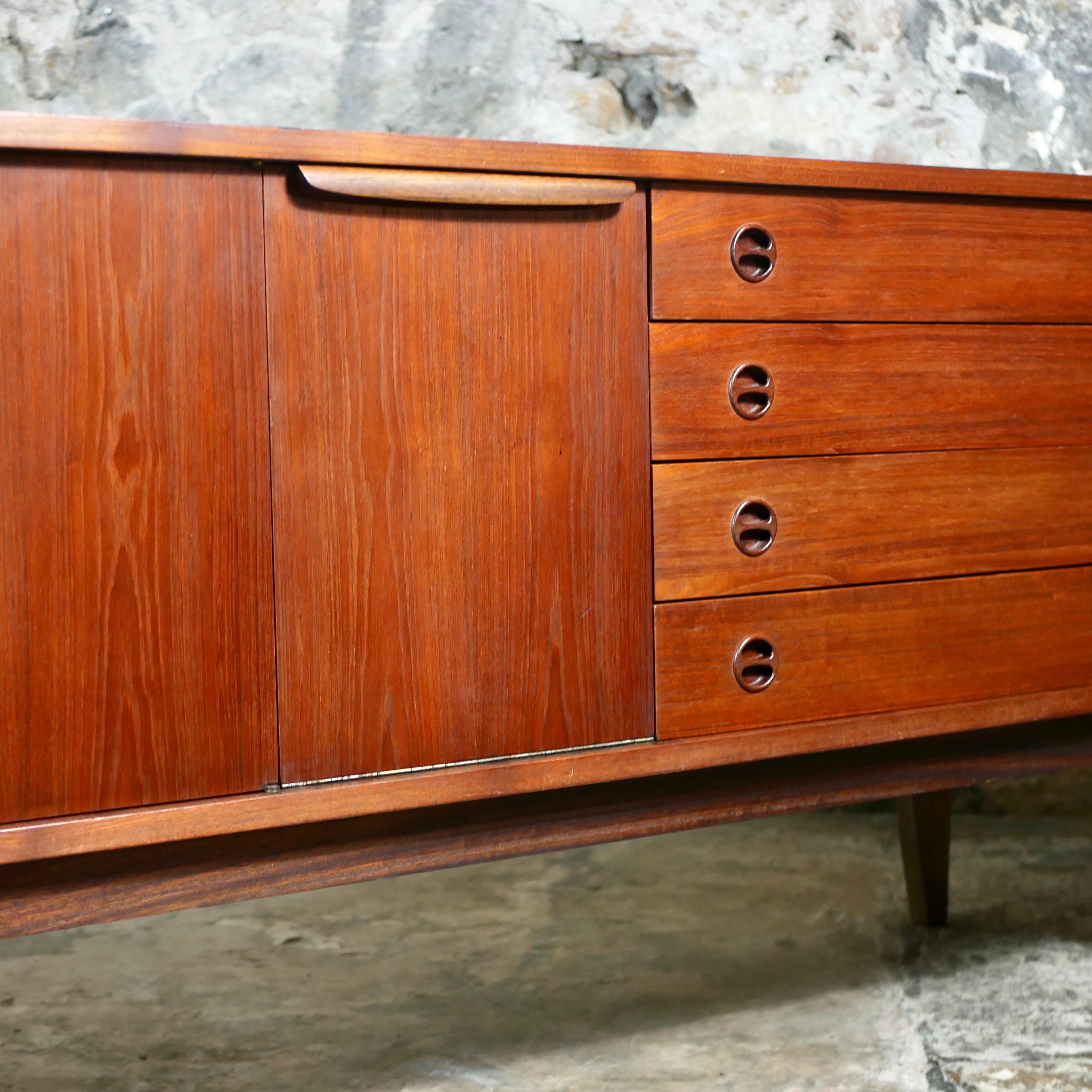 Wood Large scandinavian style sideboard in teak, made in France, 1960s