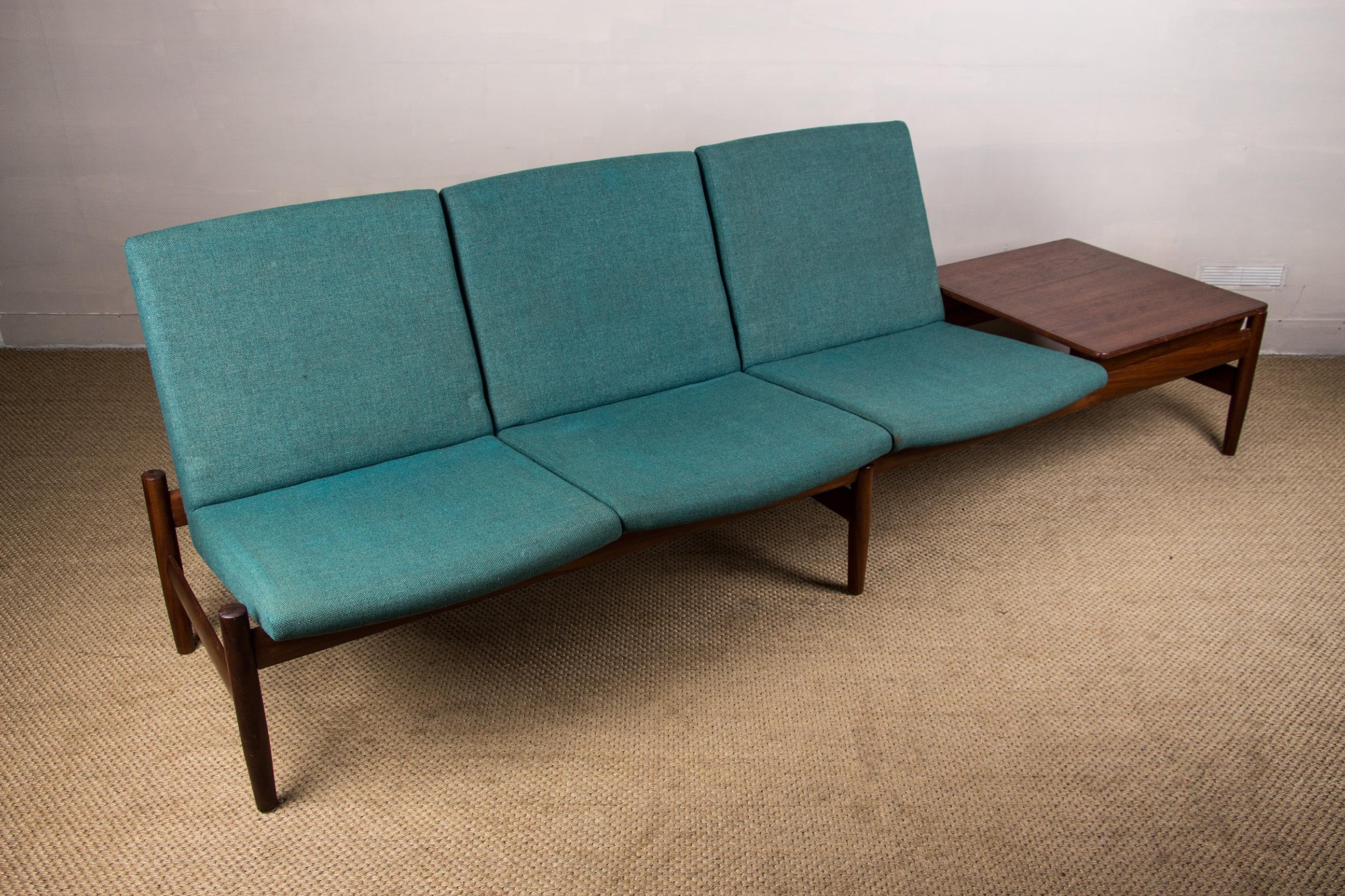 Large Scandinavian Teak and Fabric Modular Sofa by Gunnar Sørlie for Karl Sørlie 8