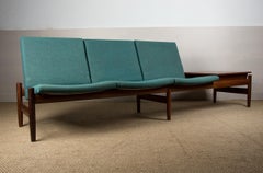Grand canapé modulaire scandinave en teck et tissu de Gunnar Sørlie pour Karl Sørlie