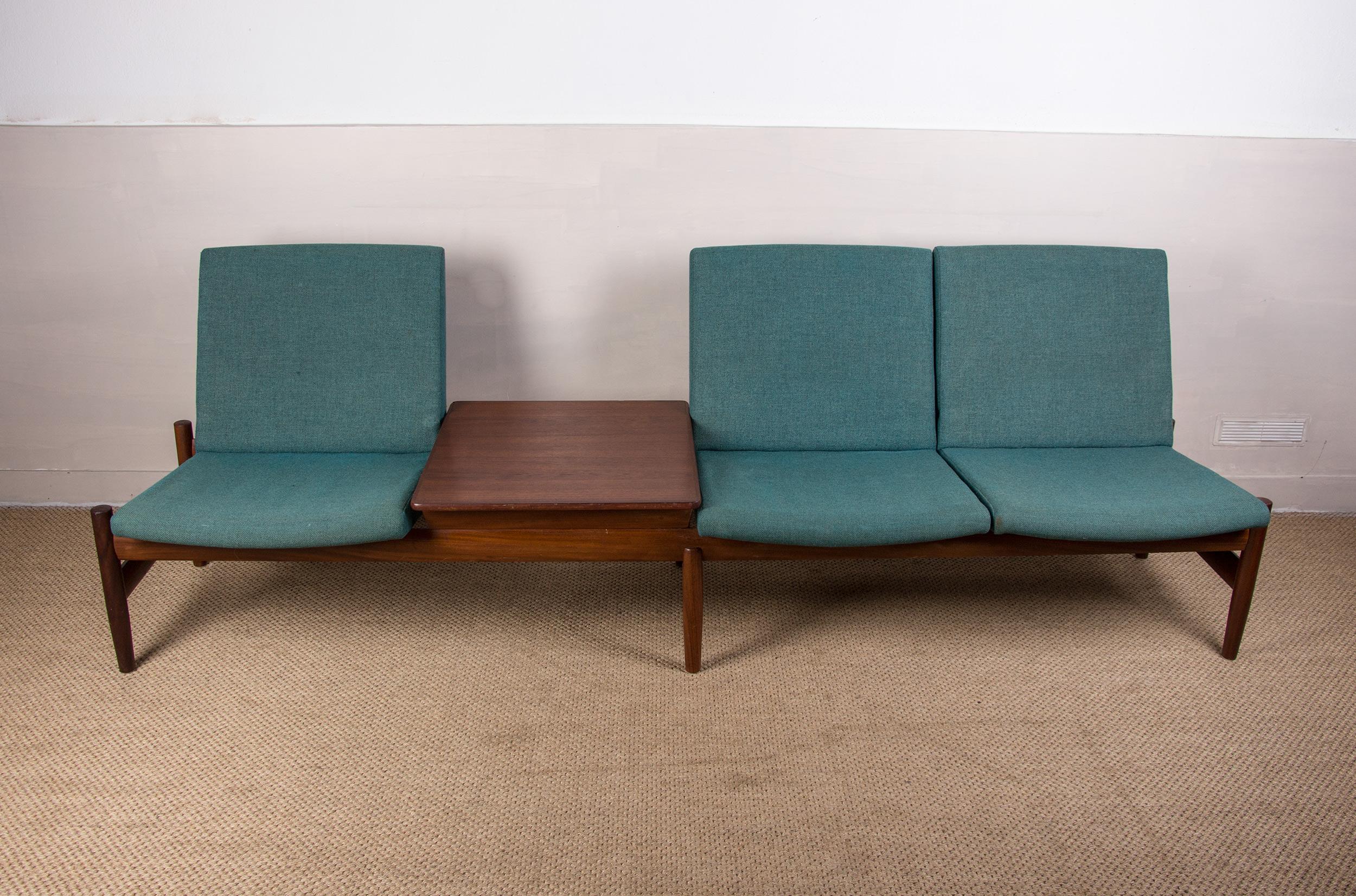 Norwegian Large Scandinavian Teak and Fabric Modular Sofa by Gunnar Sørlie for Karl Sørlie