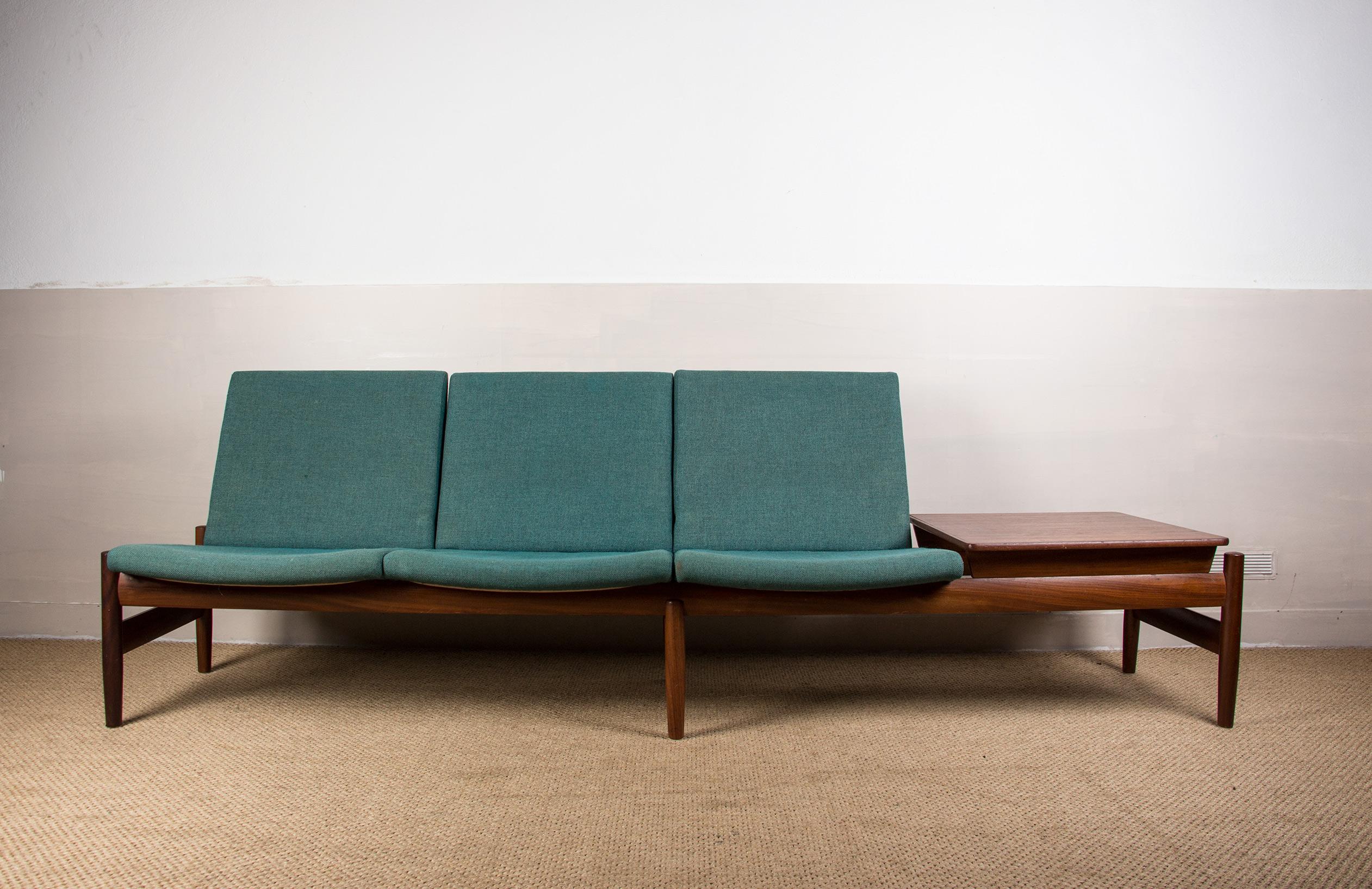 Large Scandinavian Teak and Fabric Modular Sofa by Gunnar Sørlie for Karl Sørlie 1