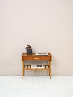 Large Scandinavian Teak and Oak Bedside Table
