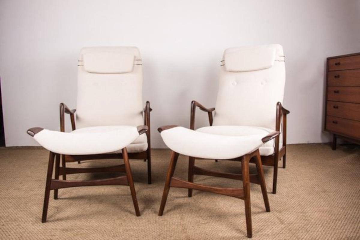 Large Scandinavian Teak Armchair with Ottomans by Folke Ohlsson for Westnofa 196 11