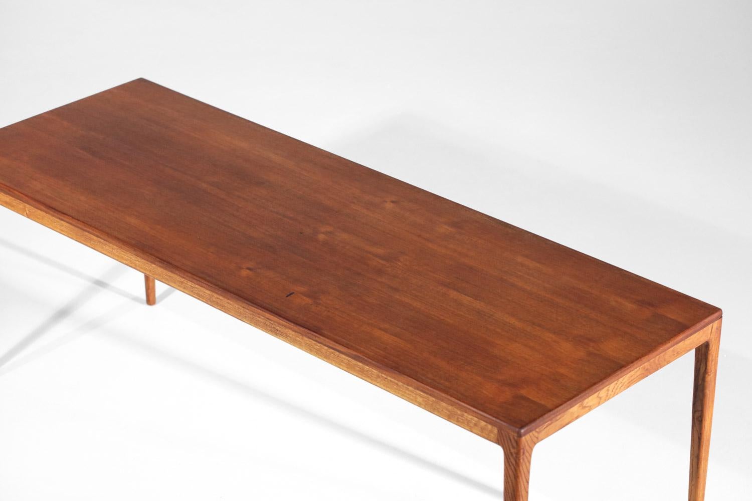 Large scandinavian teak coffee table vintage danish design 60's  In Good Condition For Sale In Lyon, FR