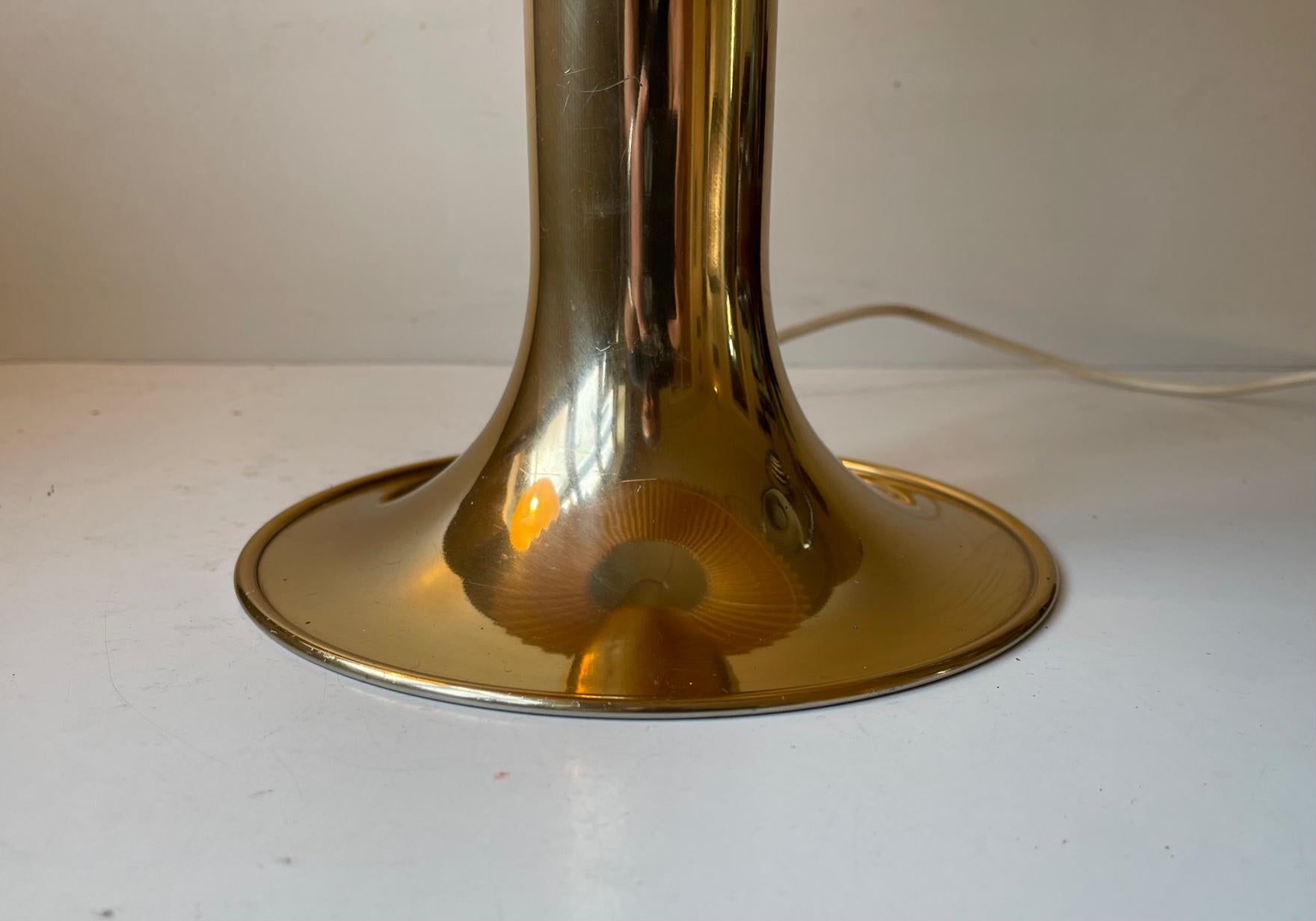 Danish Large Scandinavian Trumpet Table Lamp in Brass, Fog & Mørup 1970s