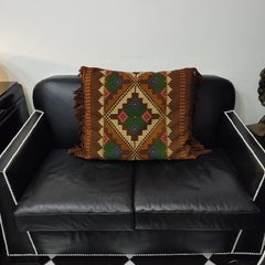 Vintage Double-Sided Hand-Woven Wool Pillow, Swedish Folklore Design