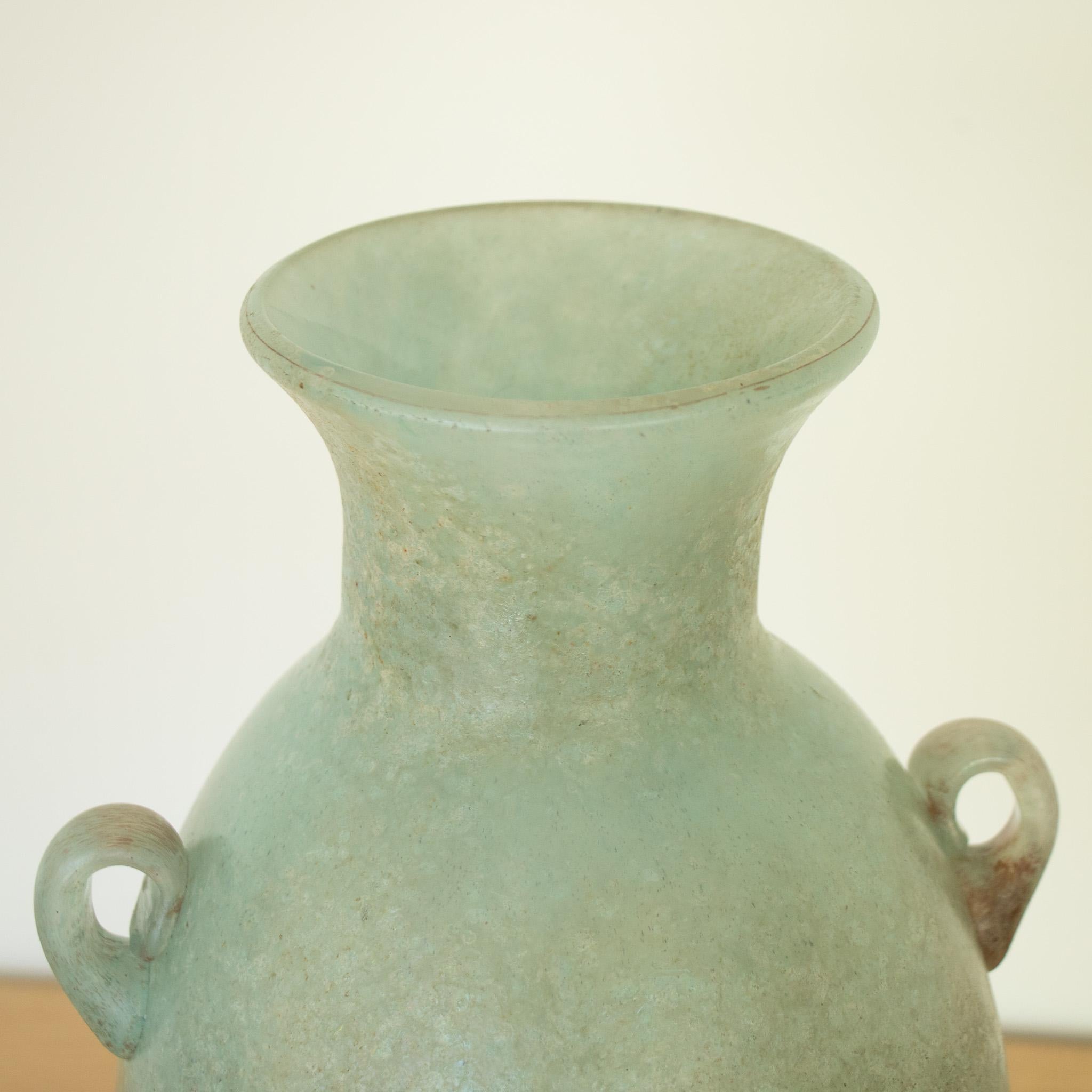 20th Century Large Scavo Glass Amphora Vase