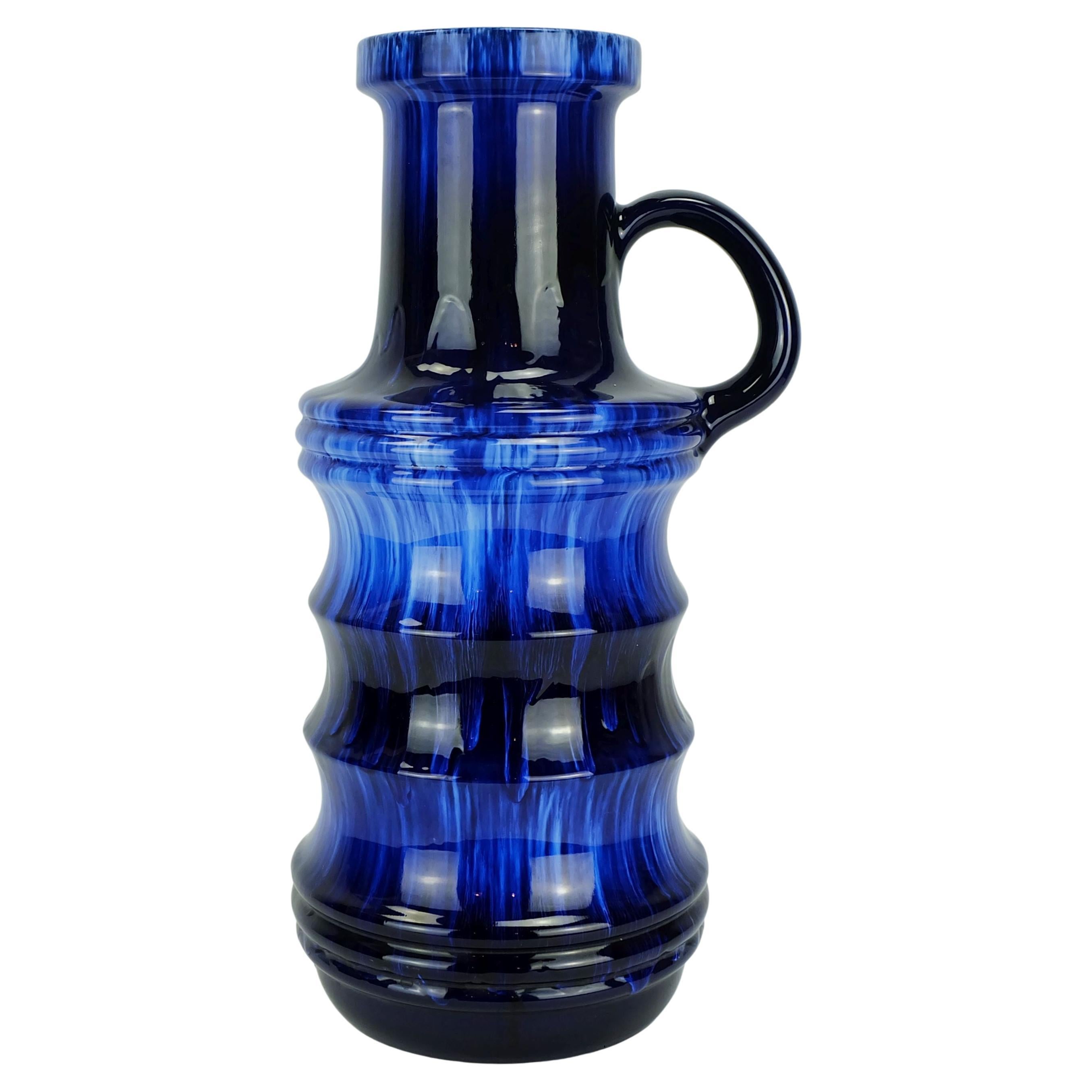 Grande glaçure à gouttes FLOORVASE en céramique de scheurich différentes nuances de bleu n° 427-47 en vente
