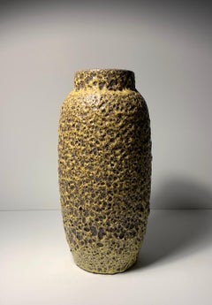 Large Scheurich Ceramic Vase with Yellow Lava Glaze