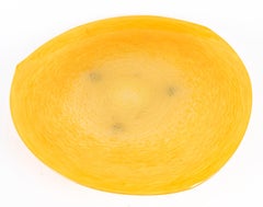 Large Schneider Bowl in Yellow-Orange Pâte de Verre, 1930, Art Deco Period.