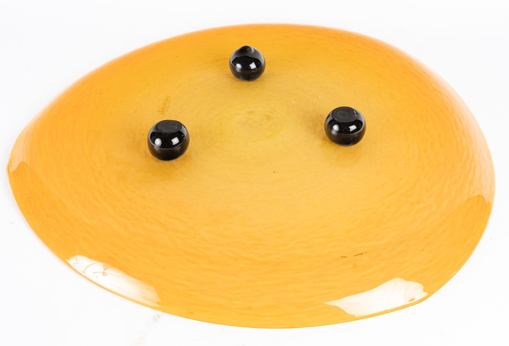 Grande ciotola Schneider in Pâte de Verre giallo-arancio, 1930, periodo Art Déco. In condizioni buone in vendita a Saint-Ouen, FR