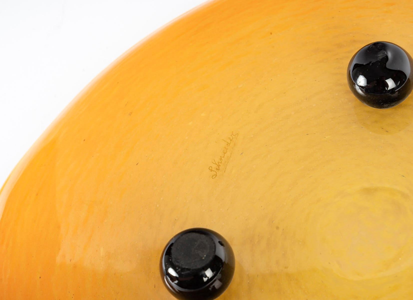 XX secolo Grande ciotola Schneider in Pâte de Verre giallo-arancio, 1930, periodo Art Déco. in vendita