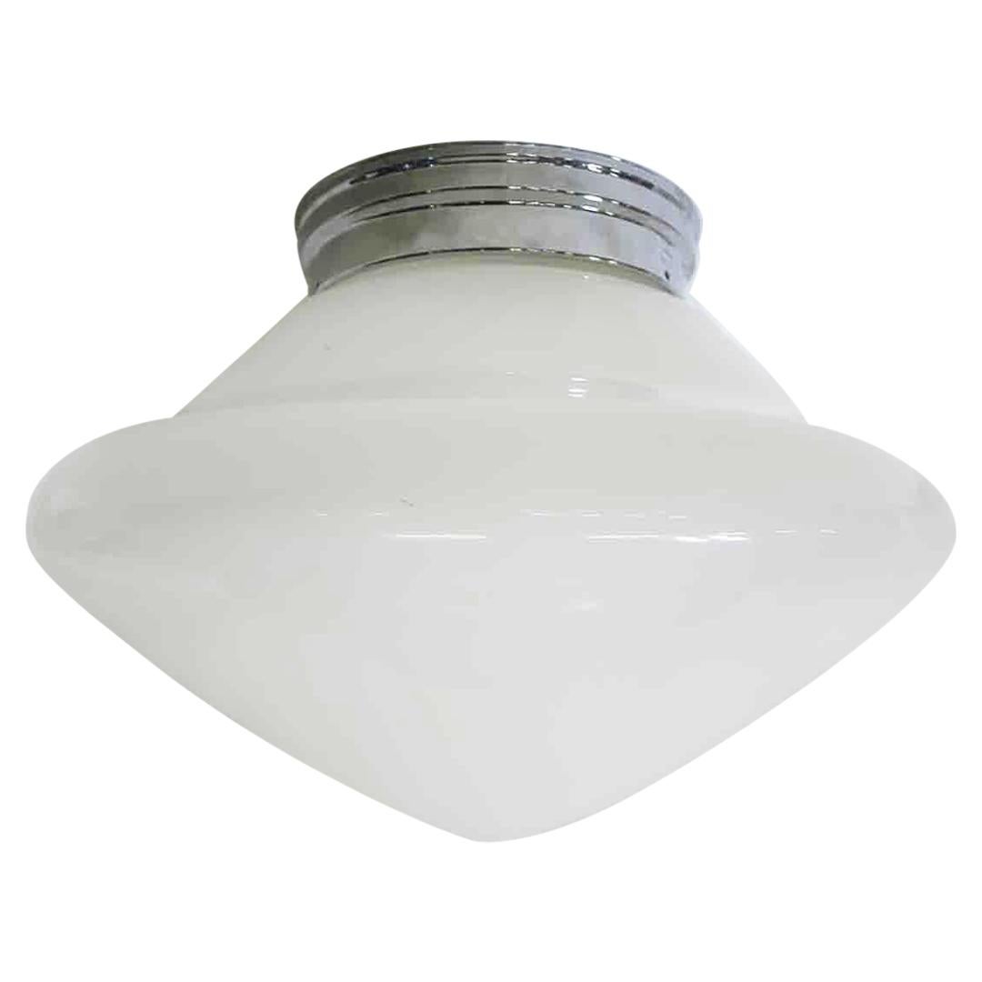 Large Schoolhouse Rounded Cone Shape Ceiling Glass Globe Pendant For Sale