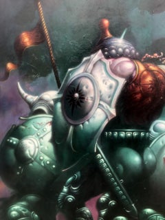 Large Sci Fi ‘Days of Blood & Dying’ Oil Painting by Fahellyn 1976