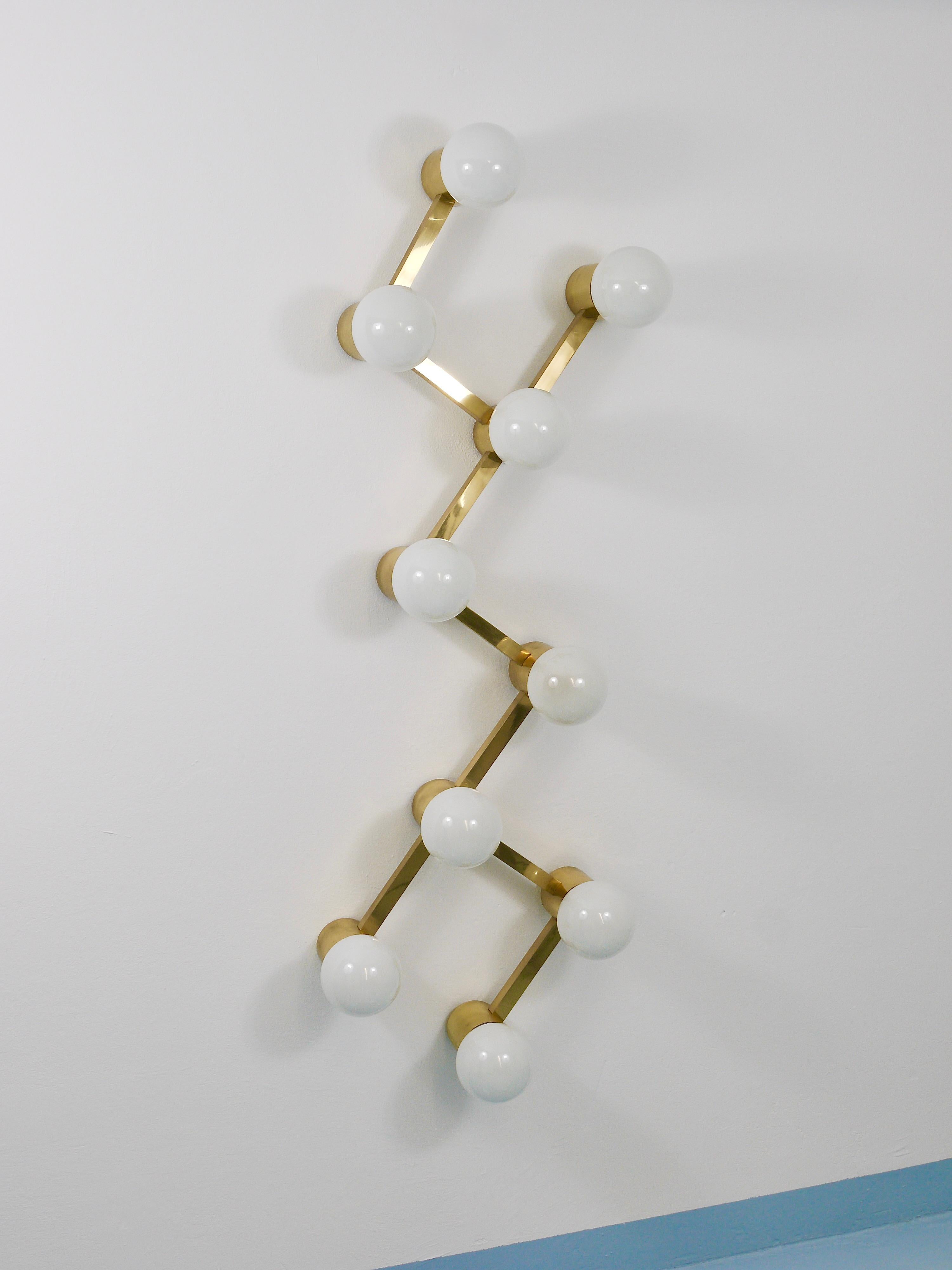 Große Sciolari-Stil ZigZag Messing Deckenleuchte & Wandleuchte, Österreich, 1970er Jahre im Angebot 6