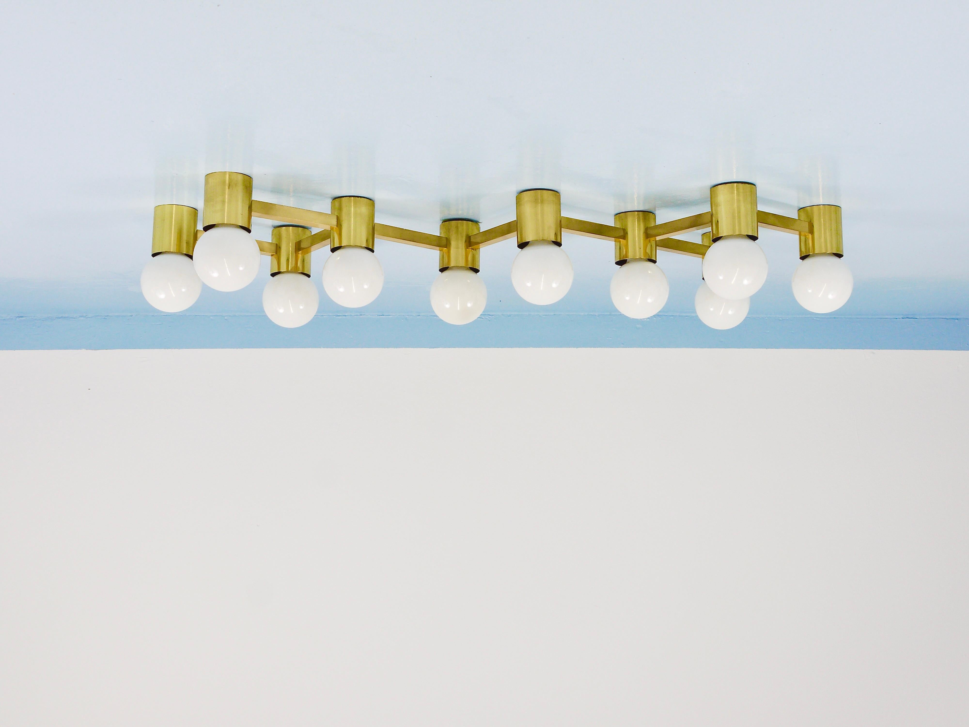 Große Sciolari-Stil ZigZag Messing Deckenleuchte & Wandleuchte, Österreich, 1970er Jahre im Angebot 8