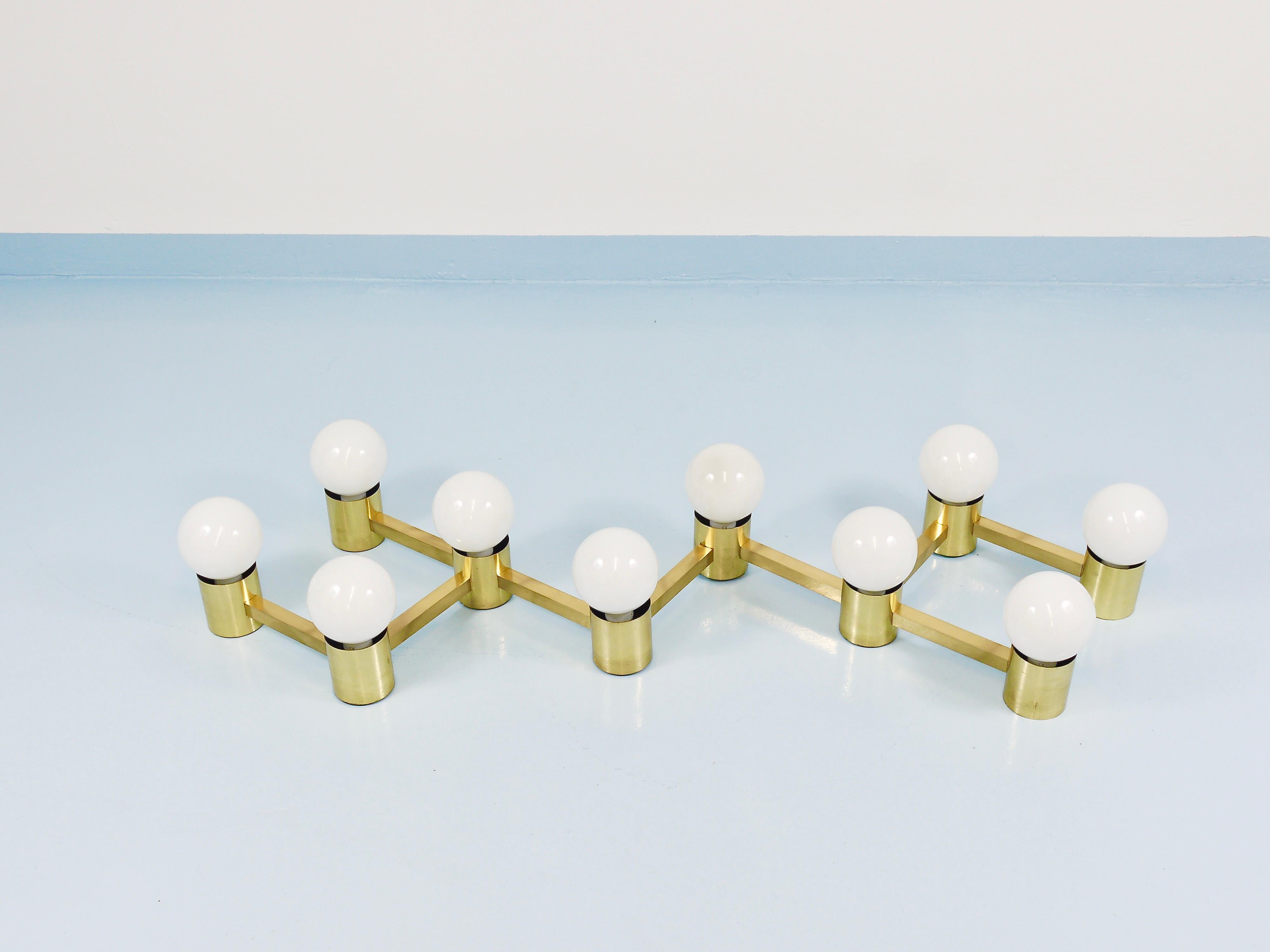 Große Sciolari-Stil ZigZag Messing Deckenleuchte & Wandleuchte, Österreich, 1970er Jahre im Angebot 10