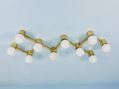 Large Sciolari-Style ZigZag Brass Ceiling Lamp & Wall Light, Austria, 1970s
